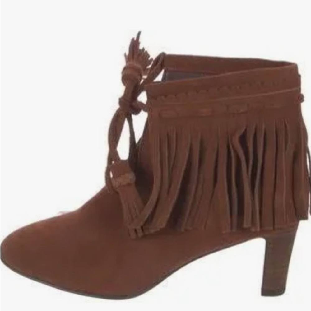 See by Chloe brown suede ankle boots with fringe